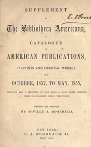 Cover of: Supplement to the Bibliotheca americana by Orville A. Roorbach