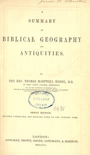 Cover of: A Summary of Biblical Geography and Antiquities.
