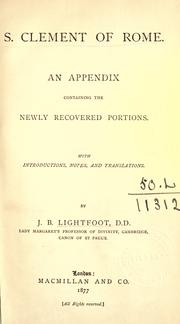Cover of: An appendix containing the newly recovered portions with introduction, notes and translations