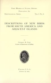 Cover of: Descriptions of new birds from South America and adjacent islands