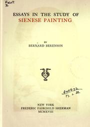 Cover of: Essays in the study of Sienese painting.