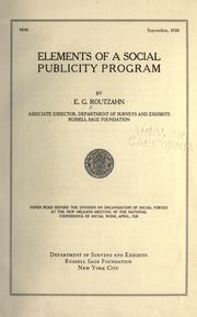 Elements of a social publicity program by Evart G. Routzahn