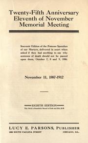 Cover of: Twenty-fifth anniversary, eleventh of November, memorial meeting by Lucy Parsons