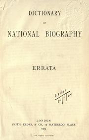 Cover of: Dictionary of national biography by 