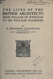 Cover of: The lives of the British architects by E. Beresford Chancellor