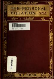 Cover of: The personal equation. by Peck, Harry Thurston