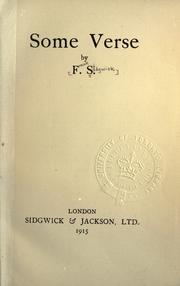 Cover of: Some verse. by Frank Sidgwick