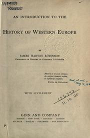 Cover of: An introduction to the history of western Europe by James Harvey Robinson