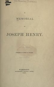 Cover of: A memorial of Joseph Henry by published by order of Congress.