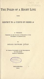 Cover of: The poles of a right line with respect to a curve of order n ... by Roxana Hayward Vivian