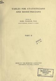 Cover of: Tables for statisticians and biometricians. by Karl Pearson