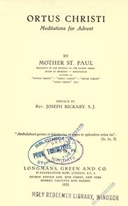 Cover of: Ortus Christi by St. Paul Mother