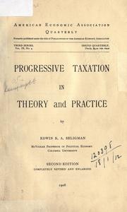 Cover of: Progressive taxation in theory and practice