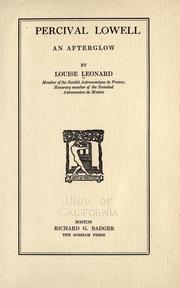 Cover of: Percival Lowell by Louise Leonard