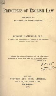 Cover of: Principles of English law founded on Blackstone's Commentaries