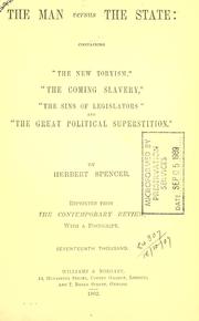 Cover of: The man versus the state. by Herbert Spencer, Herbert Spencer