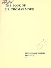 Cover of: The book of Sir Thomas More