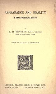 Cover of: Appearance and reality by F. H. Bradley