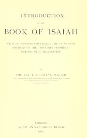 Cover of: Introduction to the book of Isaiah: with an appendix containing the undoubted portions of the two chief prophetic writers in a translation.