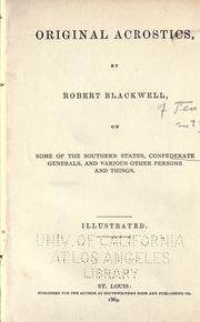 Cover of: Original acrostics by Blackwell, Robert, Blackwell, Robert