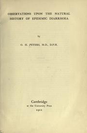 Observations upon the natural history of epidemic diarrhoea by O. H. Peters