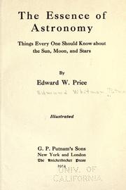 Cover of: The essence of astronomy by Edmund W. Putnam