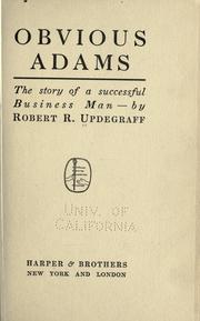 Cover of: Obvious Adams: the story of a successful businessman