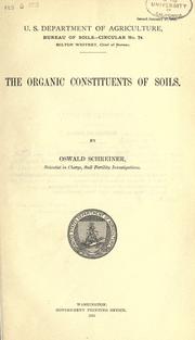 Cover of: The organic constituents of soils. by Oswald Schreiner