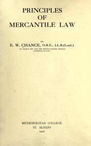 Principles of mercantile law by E. W. Chance