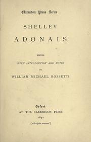 Cover of: Adonais by Percy Bysshe Shelley