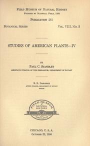 Cover of: Studies of American plants. by Paul Carpenter Standley