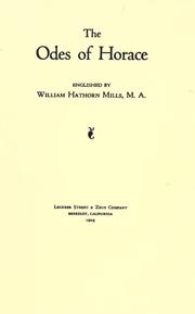 Cover of: The odes of Horace by Horace, Horace