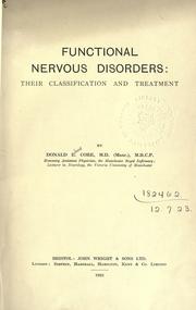 Cover of: Functional nervous disorders by Donald E. Core