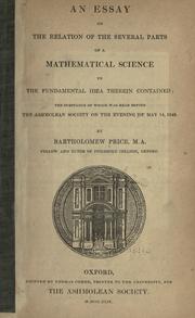 An essay on the relation of the several parts of a mathematical science to the fundamental idea therein contained by Bartholomew Price