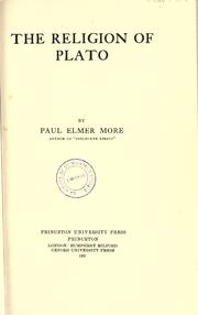 Cover of: The religion of Plato. by More, Paul Elmer