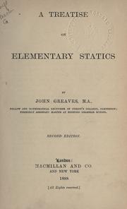 Cover of: Treatise on elementary statics.