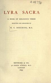 Cover of: Lyra sacra: a book of religious verse