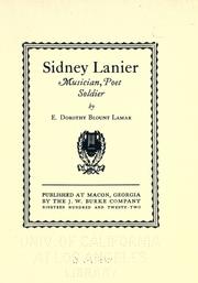 Sidney Lanier by Eugenia Dorothy Blount Lamar