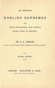 Cover of: Of certain English surnames and their occasional odd phases when seen in groups