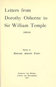 Cover of: Letters from Dorothy Osborne to Sir William Temple, 1652-54 by Dorothy Osborne, Dorothy Osborne