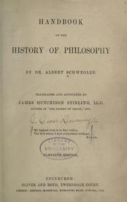 Cover of: Handbook of the history of philosophy by Schwegler, Albert