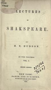 Cover of: Lectures on Shakespeare. by Henry Norman Hudson