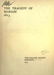 Cover of: The tragedy of Mariam.