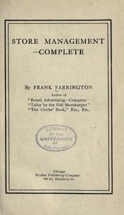 Cover of: Store management-complete by Frank Farrington