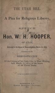 Cover of: The Utah bill by W. H. Hooper