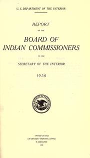 Cover of: Annual report of the Board of Indian Commissioners to the Secretary of the Interior