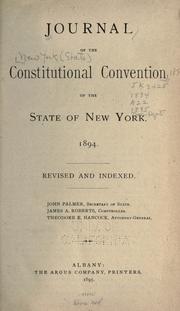 Cover of: Journal of the Constitutional Convention of the state of New York. 1894