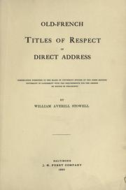 Old-French titles of respect in direct address by Stowell, William Averill