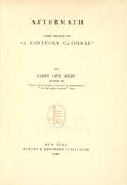 Cover of: Aftermath by James Lane Allen