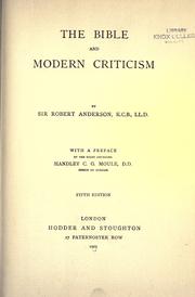 Cover of: The Bible and modern criticism by Robert Anderson